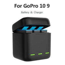 LASTOORTSEN TÉSIN POUR GOPRO HERO 11 10 9 Boîte de batteries de chargeur rapide de stockage + 3pcs 1800mAh Batterie pour GoPro 11 10 Hero 9 ACCESSOIRES D'ACTION