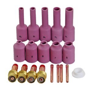 Lastoortsen Tig Kit de copa de alúmina larga, pinza de lente de Gas larga, compatible con Wp 17 18 26, accesorios de soplete de soldadura Tig, consumibles, 19 Uds.