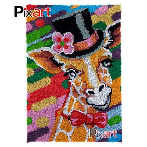 Tapis à crochet Latch Lady Girafe Crocheting Wall Tapestry Kits DIY Tapis tapis Chunky Yarn Nework Treot Floor Mat Hobby Crafts