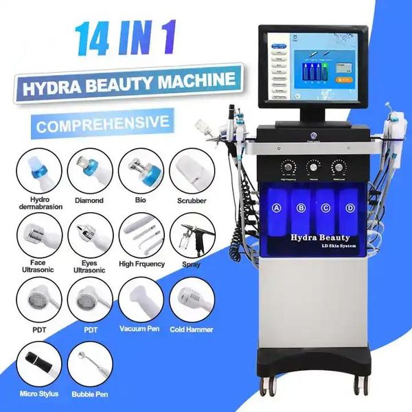 Dernière machine de microdermabrasion en cristal 14 en 1 Hydra machine de nettoyage en profondeur du visage dispositif de microdermabrasion hydra