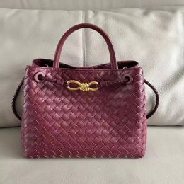 Dernier sac fourre-tout andiamo à boucle à 8 lignes en cuir véritable tissé pour femmes, sac à bandoulière portable à bandoulière unique miroir de qualité supérieure 10A