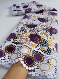 Nieuwste Afrikaanse bicolor guipure snoer kanten stof met pailletten 2023 hoogwaardige guipure koord kant voor naaien vrouwen bruiloftty3236