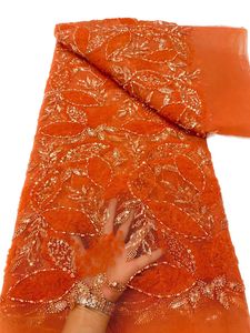 Dernières robes de mariée africaines paillettes françaises en dentelle en tulle net tissu perlé broderie 5 mètres femmes de haute qualité de couture de couture en tissu diy matériau nigérian ky-3070