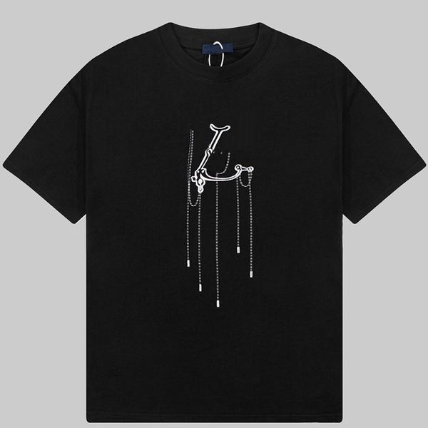 Dernière armoire en brique synchronise hommes et femmes de haute qualité motif personnalisé impression pendentif printemps été marque de mode épaule goutte t-shirt à manches courtes