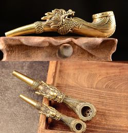 Dernier bronze cuivre fumer tuyau dragon têtes métal