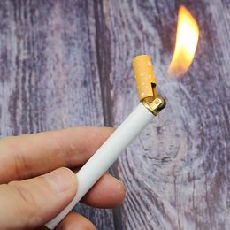 Briquet en forme de Cigarette, meule caractéristique, flamme gonflable, sans gaz, métal, allume-cigare Butane, outil pour fumer