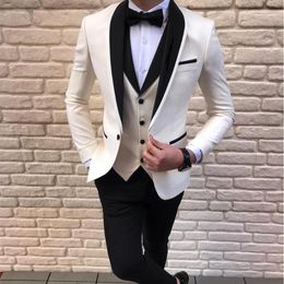 Nieuwste Jas Broek Ontwerpen Witte Mannen Pakken voor Trouwpak Mannen Bruidegom Blazer Tuxedo Slim Fit Kostuum Pour Hommes Terno Masculino13361