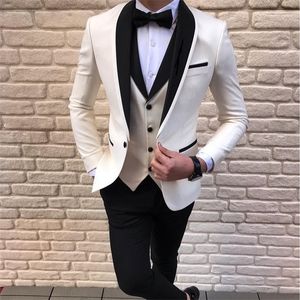 Dernières conceptions de pantalons de manteau blanc hommes costumes pour costume de mariage hommes marié Blazer smoking Slim Fit Costume Pour Hommes Terno Masculino X0608