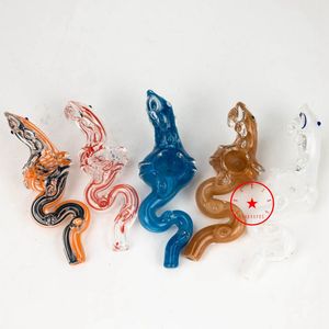 Dernier coloré Dragon Loong fumer des tuyaux en verre portable à la main à la main filtre à tabac à herbes sèches cuillère bol porte-cigarette de poche innovant DHL