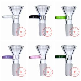 Dernier verre coloré fumer portable rond gâteau poignée style remplaçable 14MM 18MM mâle interface commune Bong Waterpipe Bubbler Handpipe Herb Tobacco Bowl DHL