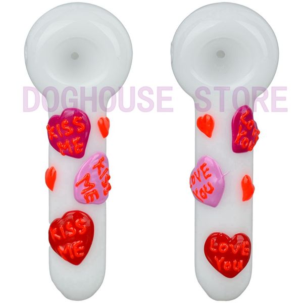 Dernières colorées LOVE Pyrex Pipes en verre épais Filtre à tabac à herbes sèches Pipes à main Design innovant Glow In Dark Porte-cigarette Décorer à la main Fumer DHL