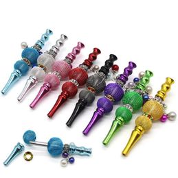 Último Colorido Lujo Portátil Extraíble Diamante Colgante Decoración Portátil Hookah Shisha Filtro para fumar Boquilla Titular Consejos DHL Gratis