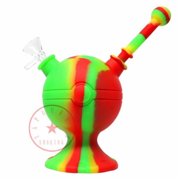 Dernières couleurs monstres colorées Silicone Hookah Shisha Smoking Water Typpe Bubbler Pipes Filtre Dry Herb Tobacco 14 mm Bowl Portable Design amovible Dhl