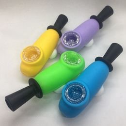 Dernier coloré coloré portable amovible Pipes en silicone en verre poreux filtre écran bol herbe tabac porte-cigarette hookah water tuy