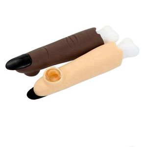 Dernier Coloré Portable Silicone Pipes Doigt Bone Style Filtre En Verre Bol Sèche Herbe Tabac Porte-Cigarette Narguilé Pipe À Eau Bong Fumer