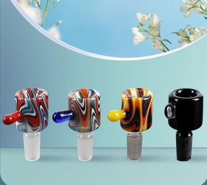Dernières coloré bol en verre rond poignée 4 couleurs pipes à fumer accessoires 14mm 18mm mâle pour narguilés bongs eau cendrier outils barboteur