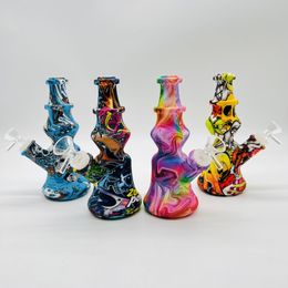 Nieuwste kleurrijke siliconen beker pagode roken bong pipes kit draagbare innovatief reisglas bubbler filter tabak handgreep een waterpijphouder