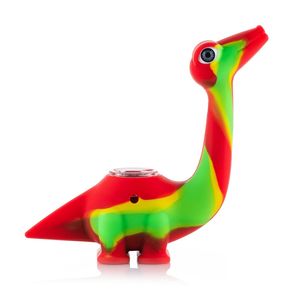 Dernières Coloré Silicone Bong Pipes Dino Forme De Dinosaure Portable Amovible Convertir Verre Singlehole Filtre Bol Sèche Herbe Tabac Porte-Cigarette Fumer Tube DHL