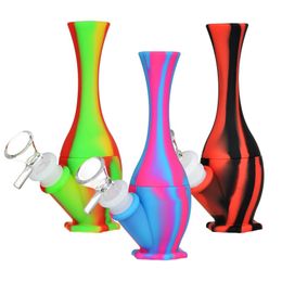 Kit de tuyaux de bong en silicone coloré, narguilé, barboteur, filtre en verre, poignée, bol, vase portable, bureau, herbe, tabac, porte-cigarette, pipes à main