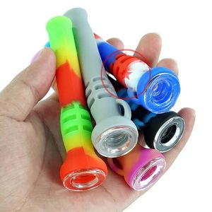 Nieuwste kleurrijke siliconen handpijpen Glasfilter Singlehole Bowl Draagbare kruidentabak Sigarettenhouder Roken Pocket Handpipes