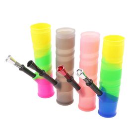 Últimos colores de silicona portátil Fold Folder Pipes Waterpipe Filter Dry Herb Tazón de tabaco Fumar a mano Cigarette Holder Hookah Shisha Bong Tube DHL