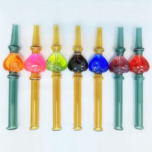 Dernier verre à fumer coloré coeur amour diamants style filtre de remplissage liquide congelable clous pointe paille pipe à eau narguilé plates-formes pétrolières bong porte-cigarette tuyaux tube