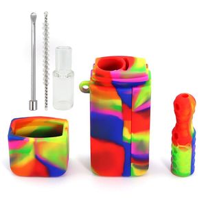 Dernières couleurs colorées pour fumer multifonction kit de tuyaux en silicone kit d'herbe sèche à tabac de tabac pourriller batteur chauve-souris un frappeur de gréement de nookah bong gréement d'huile