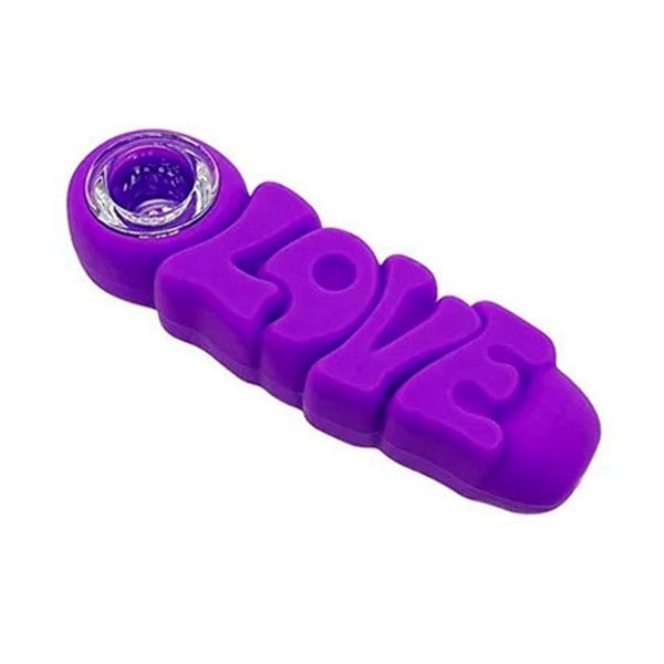 Nouveau style Colorful Silicone Pipes innovative Love Shape Portable Easy Clean Glass Nineholes Filtre Spoon Bol Herb Tobacco Handder Fumer Dhl