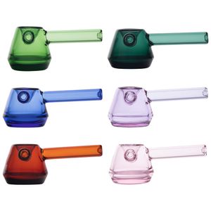 Dernier style coloré Pyrex Pipes en verre épais à la main Filtre portable Herbe sèche Tabac Cuillère Bol Fumer Bong Titulaire Pipes à main innovantes Tube à main DHL