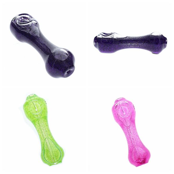 Dernières Cool Coloré Girly Glitter Rempli Pipes Pyrex Verre Épais Tube De Fumer Handpipe Portable À La Main Herbe Sèche Tabac Huile Rigs Filtre Bong Main DHL Gratuit