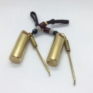 Nieuwste coole goud roken koperen kruid tabakspice miller opslag stash fles draagbare hand touw mini dabber lepel snuff snuff snuffer sniffer snuffer afdichting tank