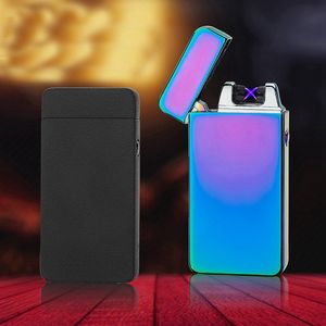 Dernière Cool Lighters Coloré Coupe-Vent USB Cyclique De Charge Croix Double ARC Briquet Portable Conception Innovante Herbe Tabac Cigarette Titulaire De Fumer