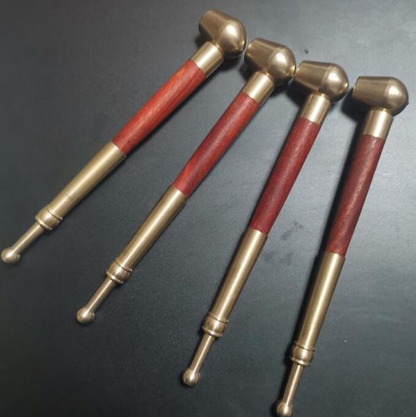 Lo último en pipa de tabaco de metal de aleación de cobre, madera roja, 14 cm de longitud, plataformas petroleras, accesorios para fumar, herramientas, pipas de cigarrillos de mano