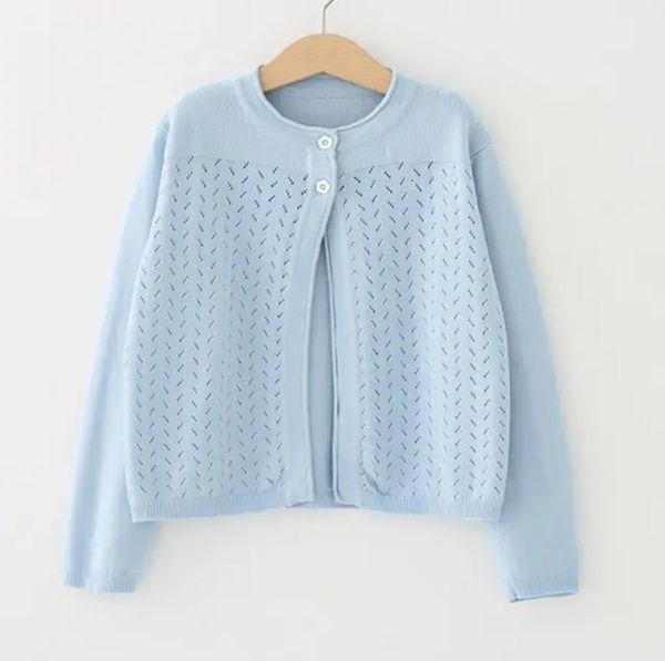 Dernières coton filles Cardigan vêtements d'extérieur enfants manteau bleu blanc haussement d'épaules pull enfants vêtements pour 2 3 4 5 6 10 11 ans 185032 231226