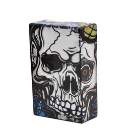 Dernière Creative Skull Head of Ghost Imprimé Cigeratte Case Mix Couleur portable Boîte en plastique Poussez ici pour ouvrir 12