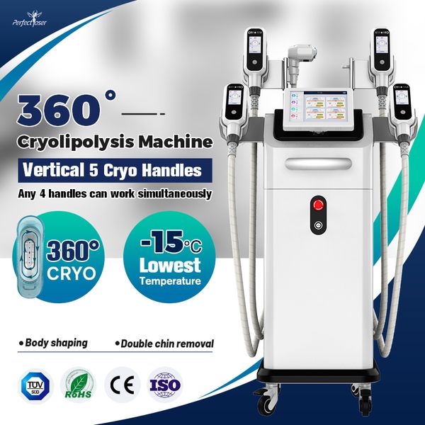 Dernière Cryolipolysis 360 Machine Fat Freezing Body Shape Lipo Freezing Device 5 Poignées FDA Approved Non-invasive Treatment Weight Loss Equipment