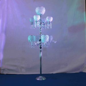 Laatste kristallen pijler voor bruiloft loopbrug decoratie, Crystal Flower Stand for Wedding Stage