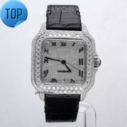 Dernier design personnalisé carré cadran en diamant Hip Hop Iced Out Out Hop Hop Moisanite Diamond Watch Mens High Quality Jewelry Diamond Watch comme cadeau