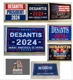 Dernière conception 3/5 pieds 100D Polyester Ron Desantis drapeau 90 150 cm décorations de bannière de jardin pour l'élection présidentielle américaine F07041106351