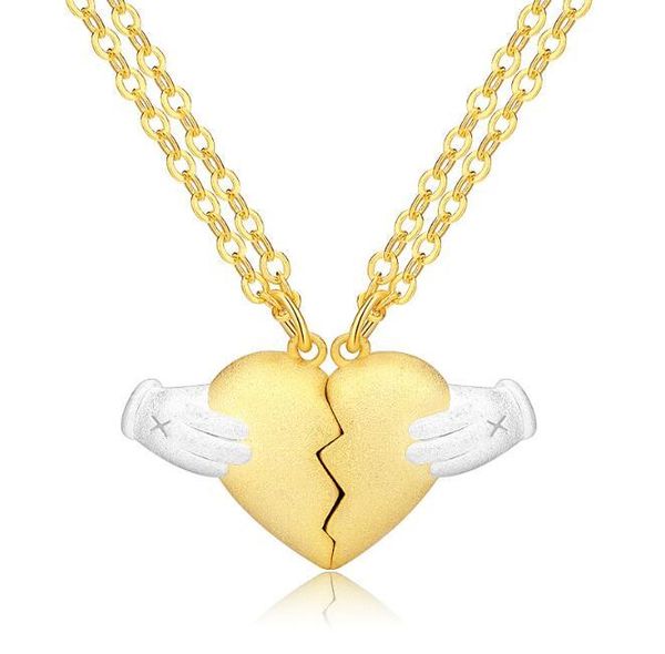 Collier avec pendentif en forme de cœur brisé, en laiton, pour couples, hommes, 63cm, femmes, 54cm, vendu à la moitié, dernière conception