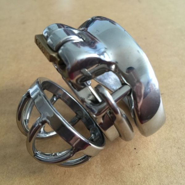 Dernière conception dispositifs de chasteté en acier inoxydable dispositif de chasteté masculine cage à coq adulte avec anneau courbe Bdsm jouets sexuels ceinture de bondage580