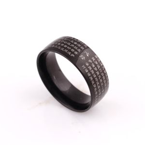 Anillos de acero de titanio religioso para hombre de gran compasión budista de estilo chino de último diseño anillos de escritura de acero inoxidable Jewelry281i