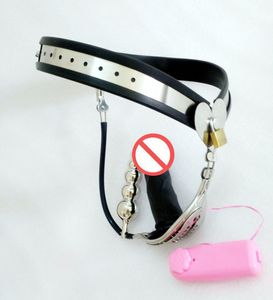 Dispositif de ceinture de chasteté réglable en acier inoxydable pour femme avec trou de défécation, bouchon anal pour adulte et gode de bondage DBSM Sex Toys