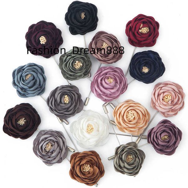 Livraison gratuite dernière conception de luxe fleur broche broches pour hommes costume à la main hommes tissu fleur épinglettes pour hommes costume