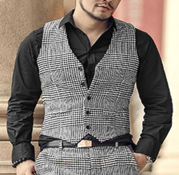 Dernier design Men Suit Vest Slim Fit V Neck Single Single Dreasted Vaigns Business Cost Robe Washingcoat Groom039s Suite de combinaison C8000181