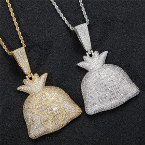 Collier pendentif pour sac d'argent, plaqué or et argent, avec corde, chaînes de Tennis, bijoux scintillants, cadeau, dernière conception
