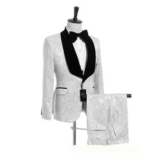 Dernière conception châle revers ivoire un bouton mariage marié smokings hommes costumes mariage/bal/dîner meilleur homme blazer (veste + cravate + gilet + pantalon) m88