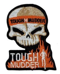 Nieuwste ontwerp TOUGH MUDDER schedel geborduurde patch badge ijzer op jas applique borduurwerk patch leverancier7824427