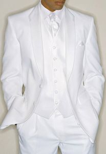 Último diseño, dos botones, esmoquin de novio blanco, padrinos de boda, mejores trajes de hombre, trajes de chaqueta de boda para hombre (chaqueta + Pantalones + chaleco + corbata) NO: 525