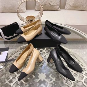 Últimos zapatos de vestir de diseñador Primavera y otoño 100% cuero de vaca Pisos de ballet Zapatos de baile de alta calidad moda mujer boda zapato puntiagudo Botón clásico para mujer tacones gruesos